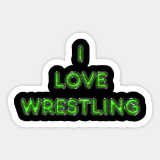 I Love Wrestling - Green Sticker